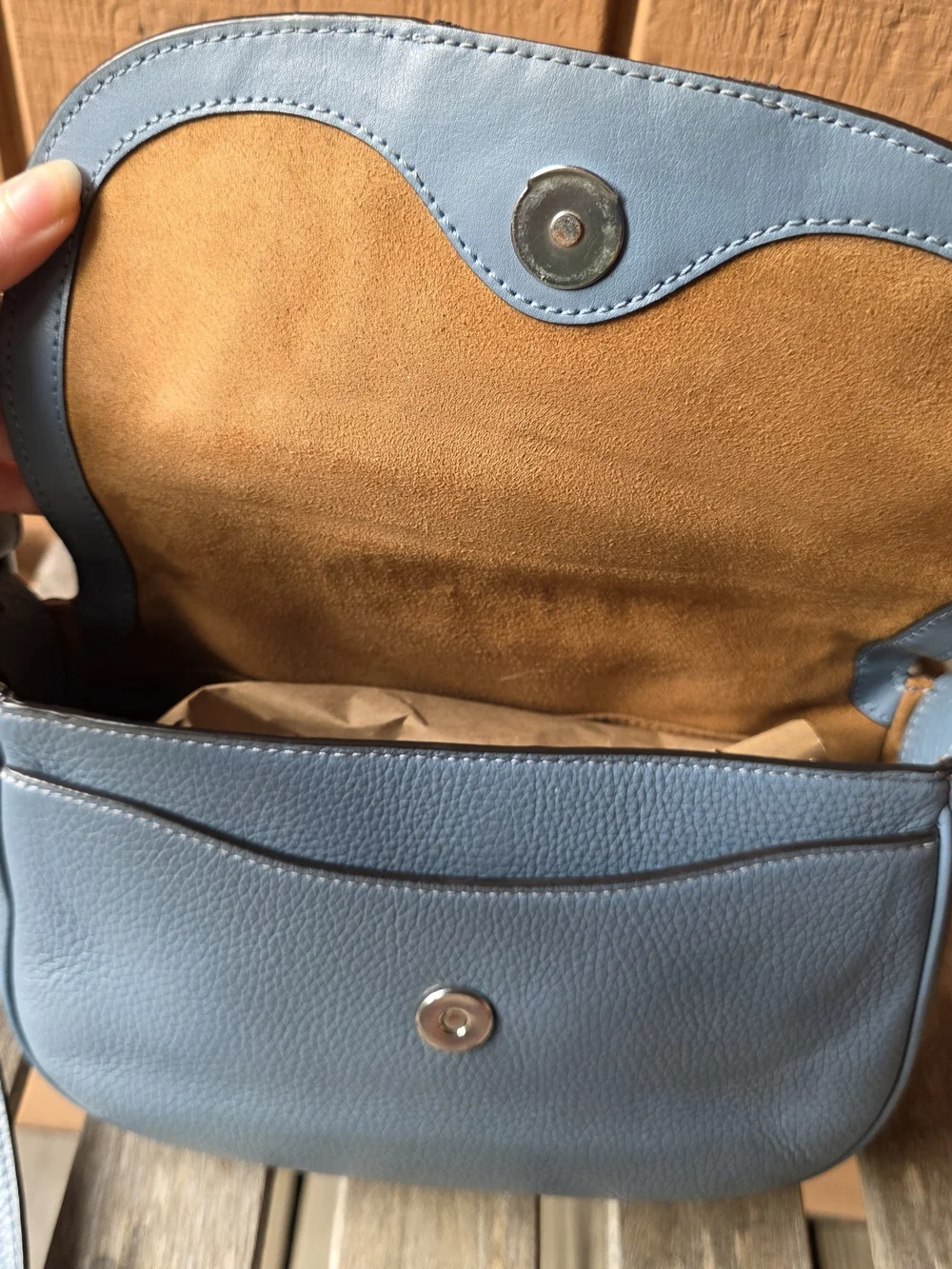 Coach Macie Saddle Bag Varsity Stripe Blue Crossbody Purse